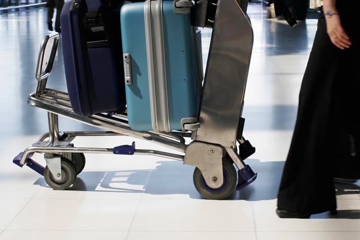 Suitcases on a trolley