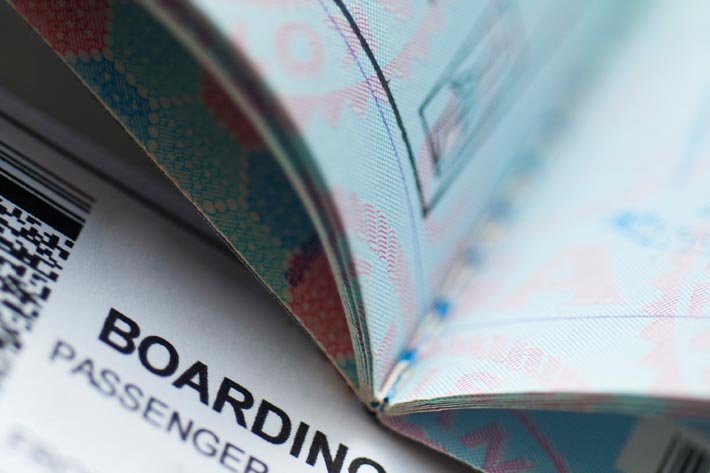 Passport and boarding pass